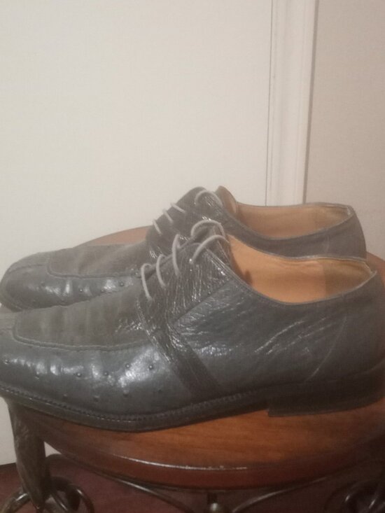 DAVID EDEN Exotic Gray Blue Crocodile Ostrich Leather Dress Shoes Mens Sz 11 main image 7